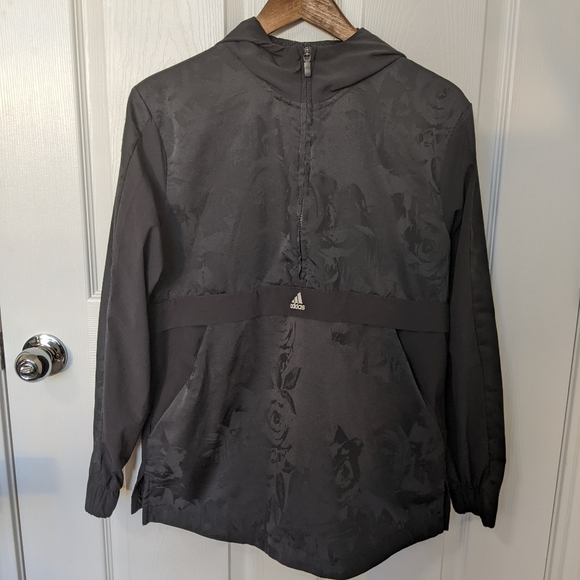 Adidas Half Zip Black Floral Windbreaker - Picture 1 of 7